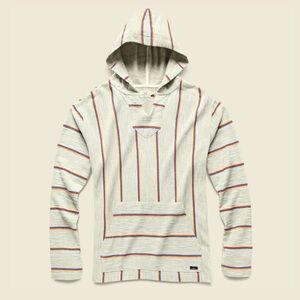Faherty Biarritz Baja Hoodie Poncho Cream - Organic Cotton Surf Pullover - XS